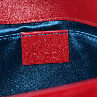 Gucci Velvet Matelasse Mini GG Marmont Shoulder Bag Hibiscus Red 6 of 7