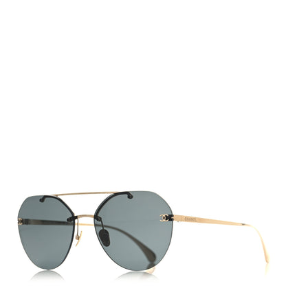 Chanel Titanium CC Pilot Aviator Sunglasses 4272-T Gold 1 of 7