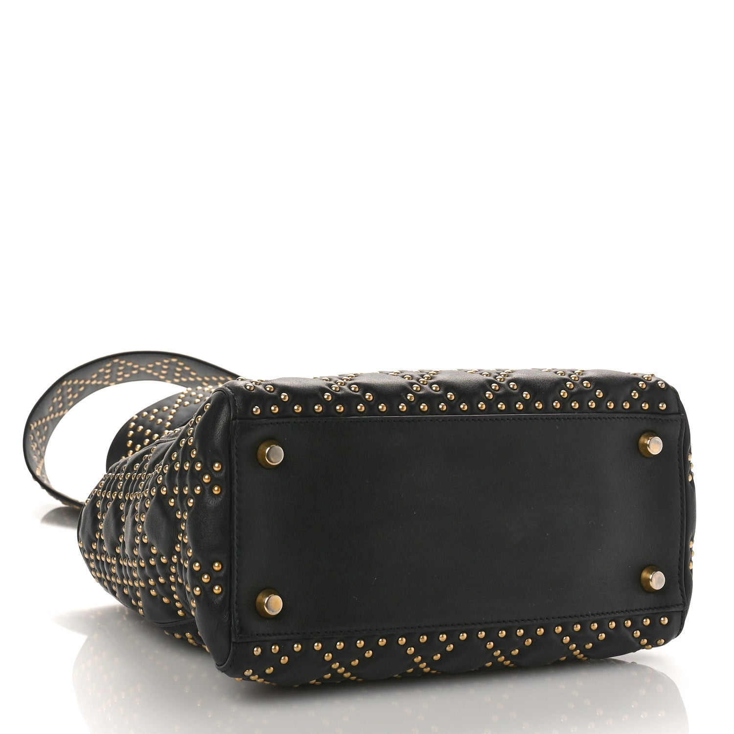 Christian Dior Calfskin Cannage Studded Medium Supple Lady Dior Black 4 of 8