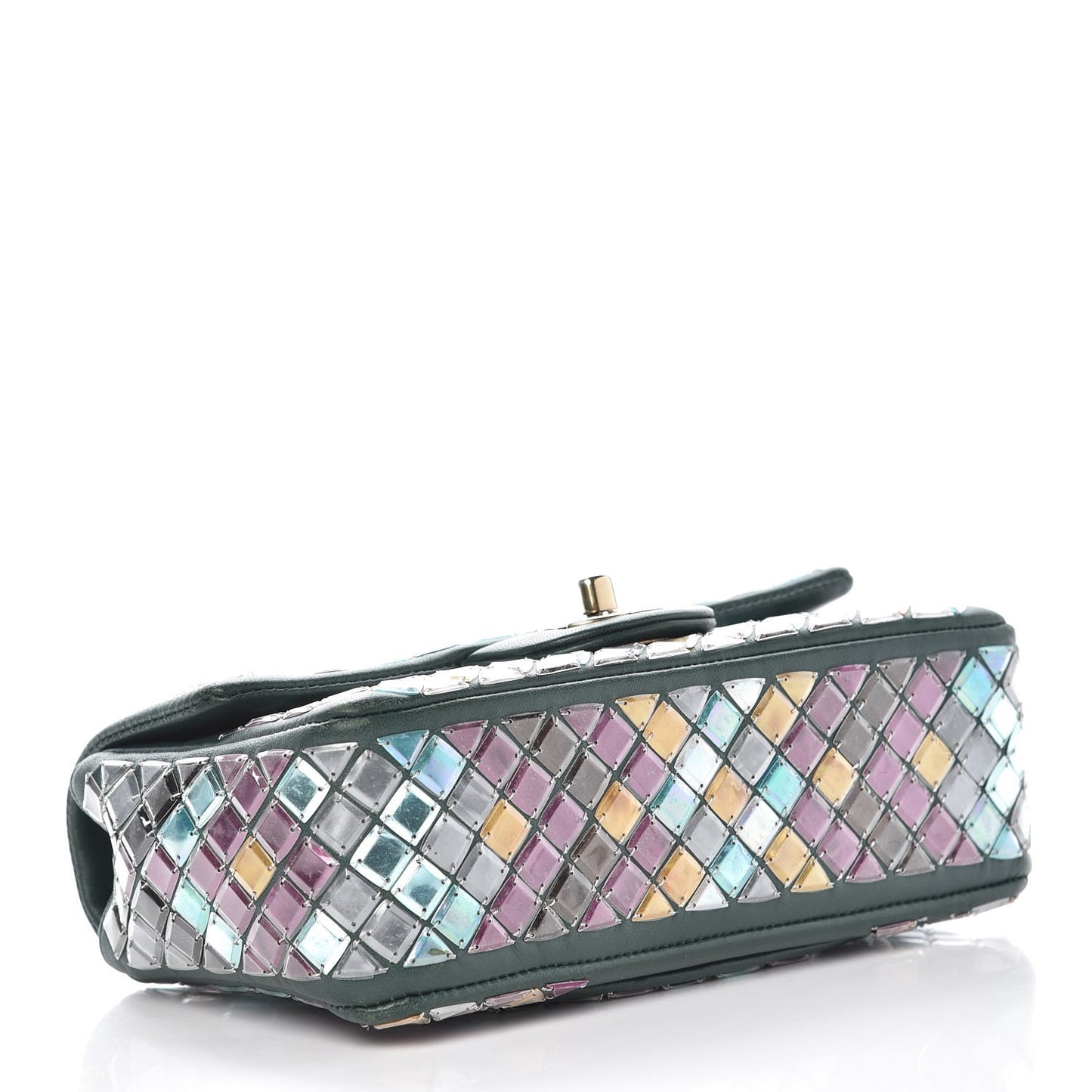 Lambskin Mosaic Small Flap Green Multicolor