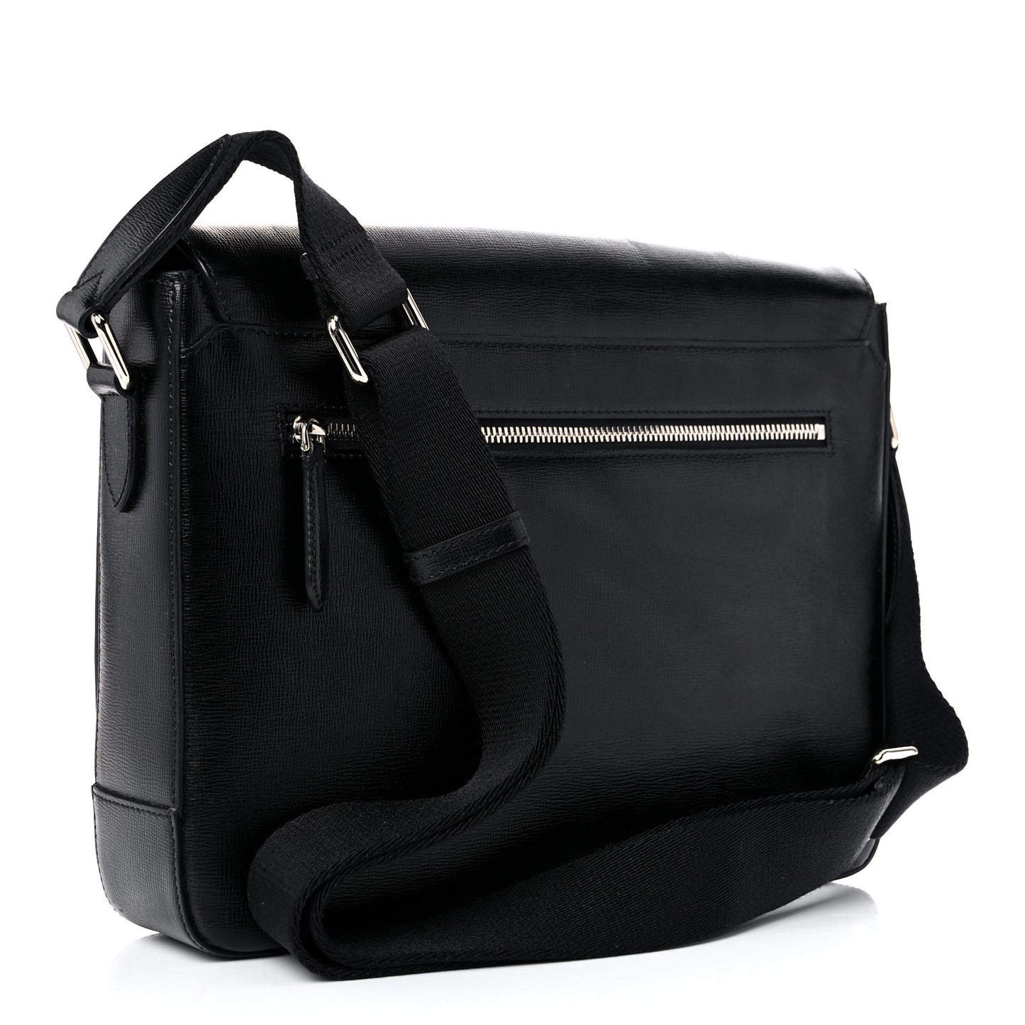 Grainy Calfskin Messenger Bag Black