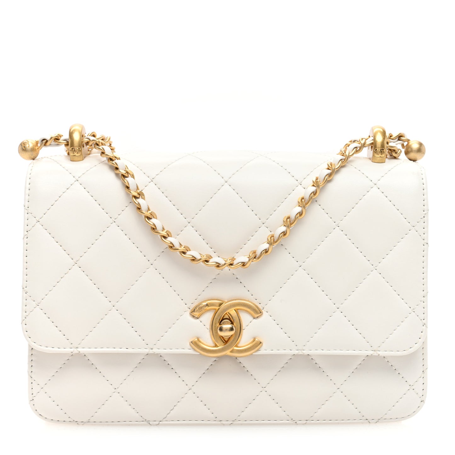 Calfskin Quilted Perfect Fit Flap White