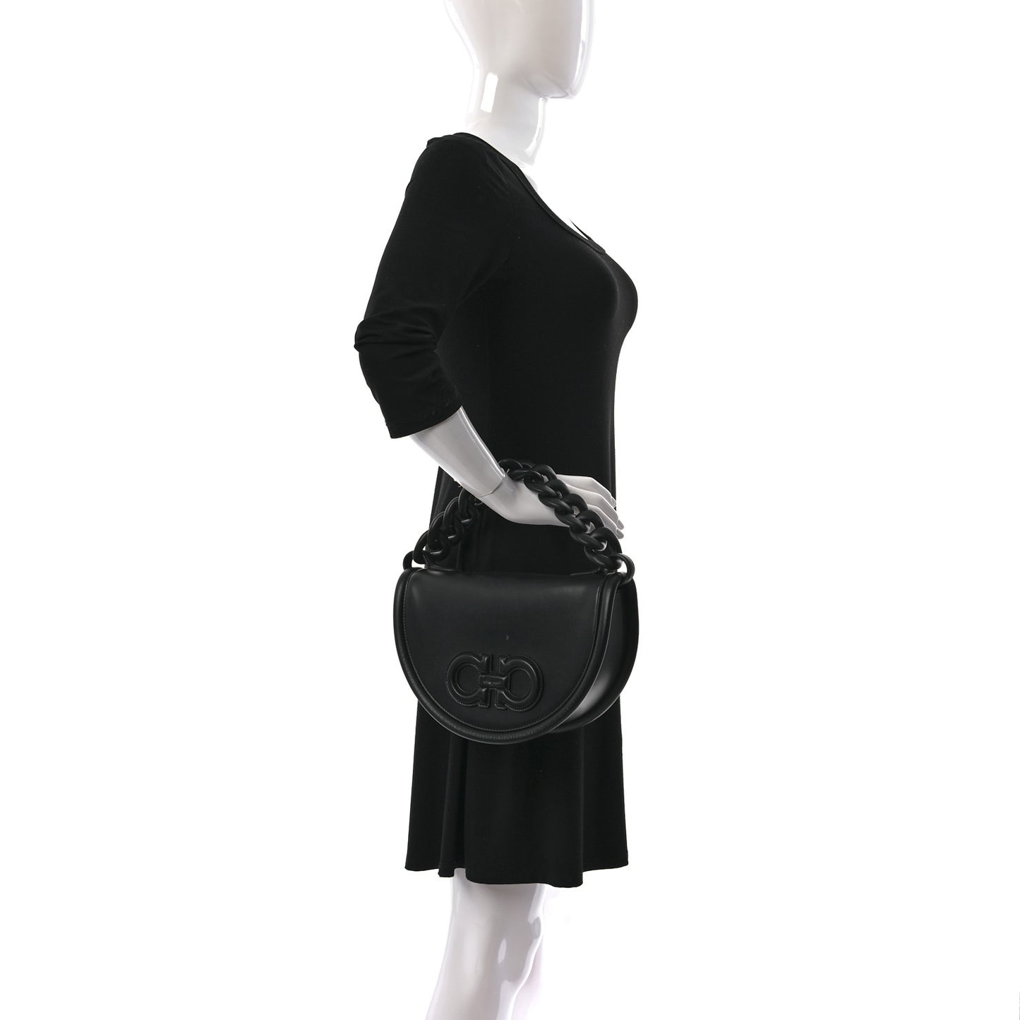 Calfskin Aura Shoulder Bag Black