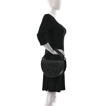 Salvatore Ferragamo Calfskin Aura Shoulder Bag Black 2 of 8