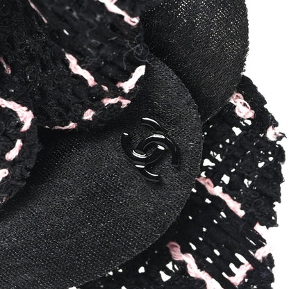 Chanel Tweed Camellia Pin Brooch Black Pink 3 of 3
