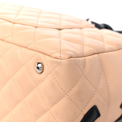 Chanel Calfskin Quilted Large Cambon Bowler Beige Black 11 of 14