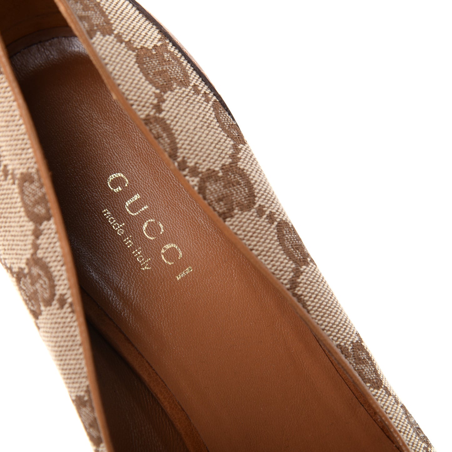 Monogram GG Peep Toe Pumps 37 Brown