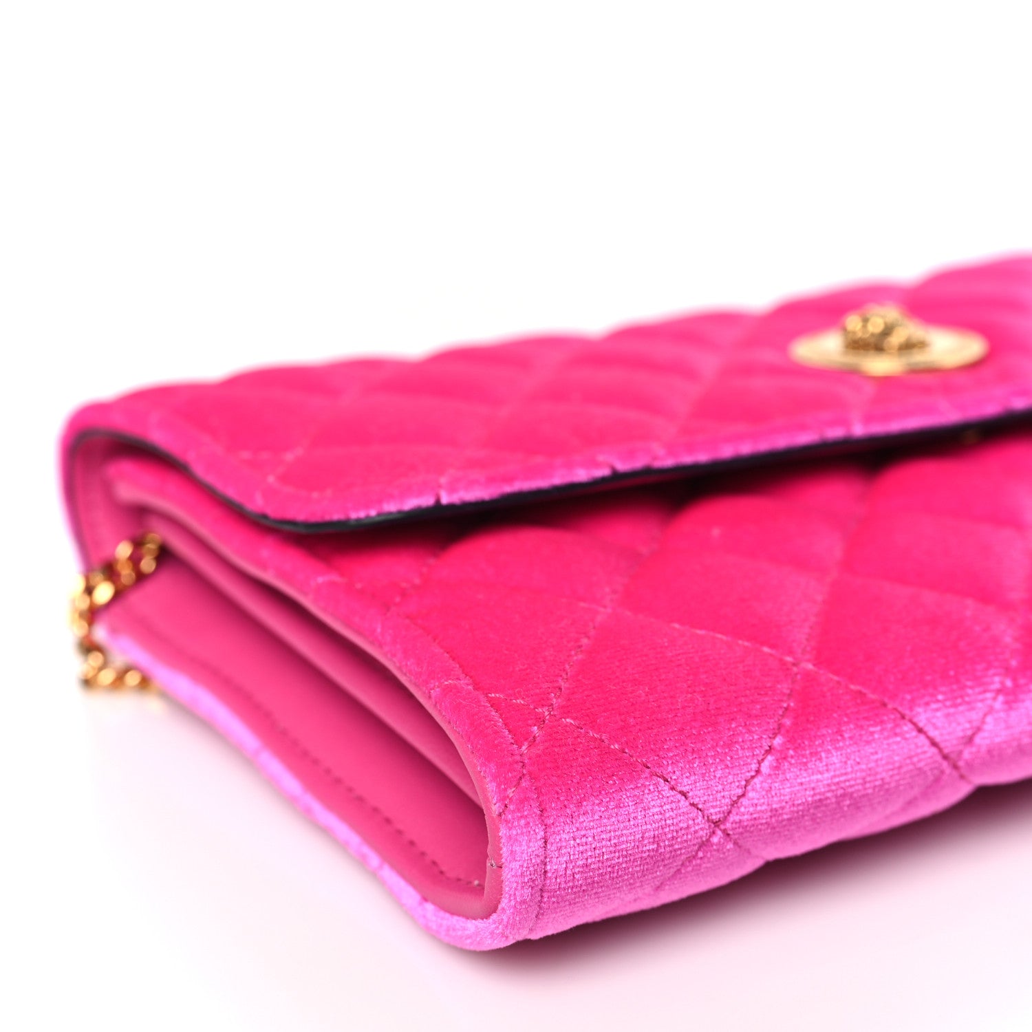 Versace Velvet Quilted Medusa Wallet On Chain Pink 7 of 8