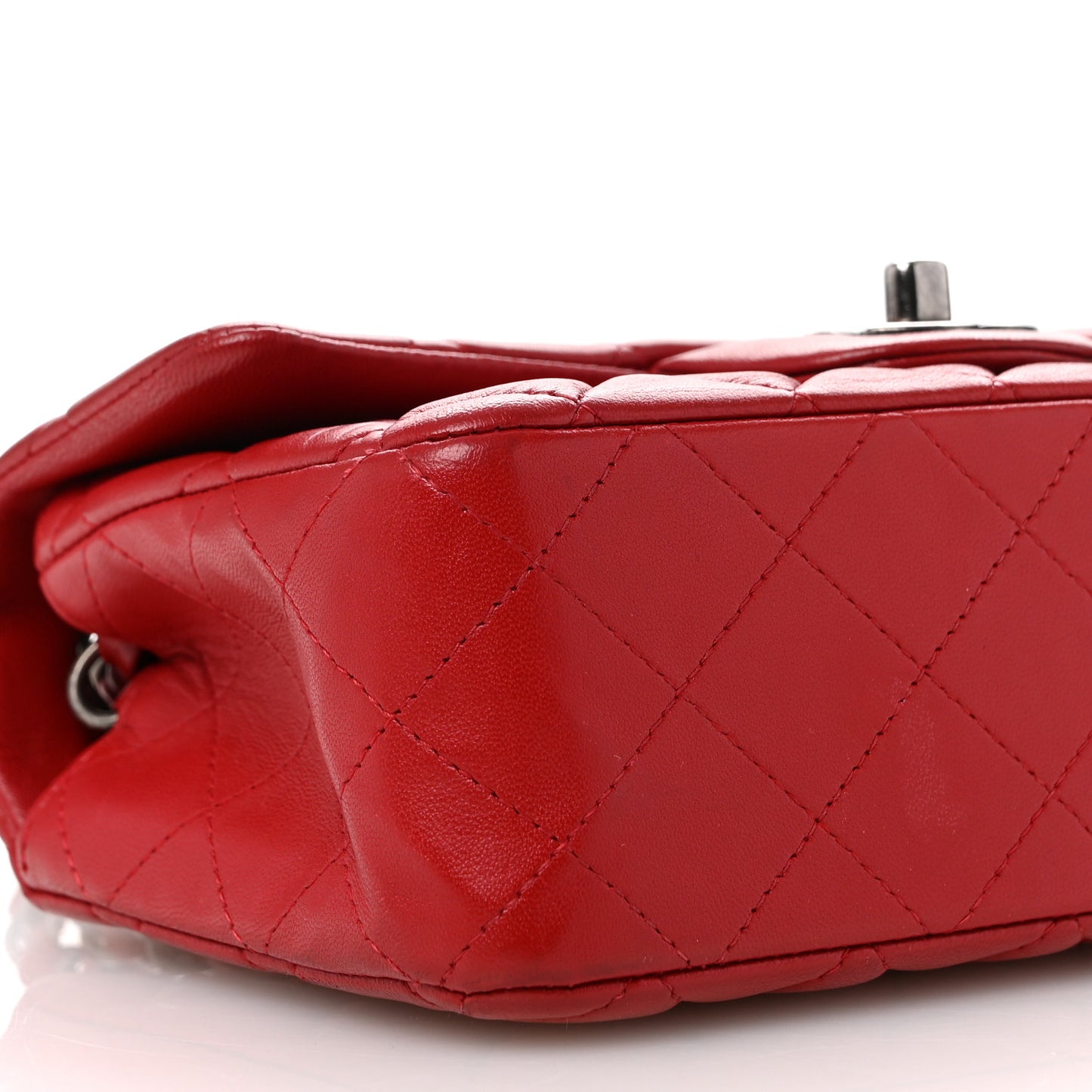 Lambskin Quilted Mini Rectangular Flap Red