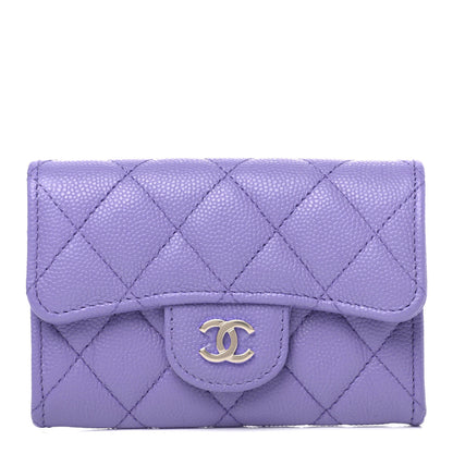 Chanel Caviar Quilted Flap Card Holder Wallet Purple 1 of 12