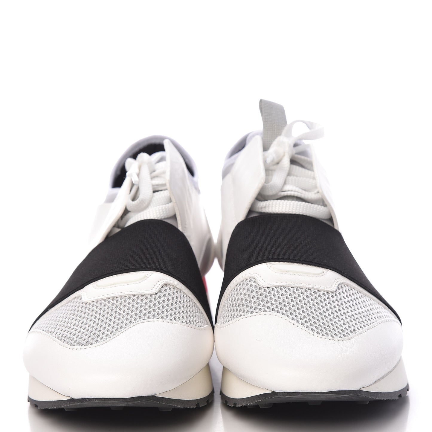 Mesh Calfskin Neoprene Suede Mens Race Runner Sneakers 42 White Black Gris