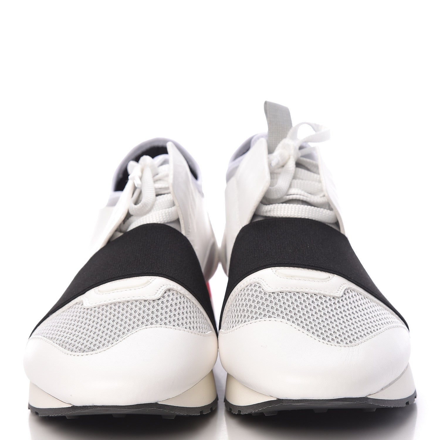 Balenciaga Mesh Calfskin Neoprene Suede Mens Race Runner Sneakers 42 White Black Gris 2 of 8