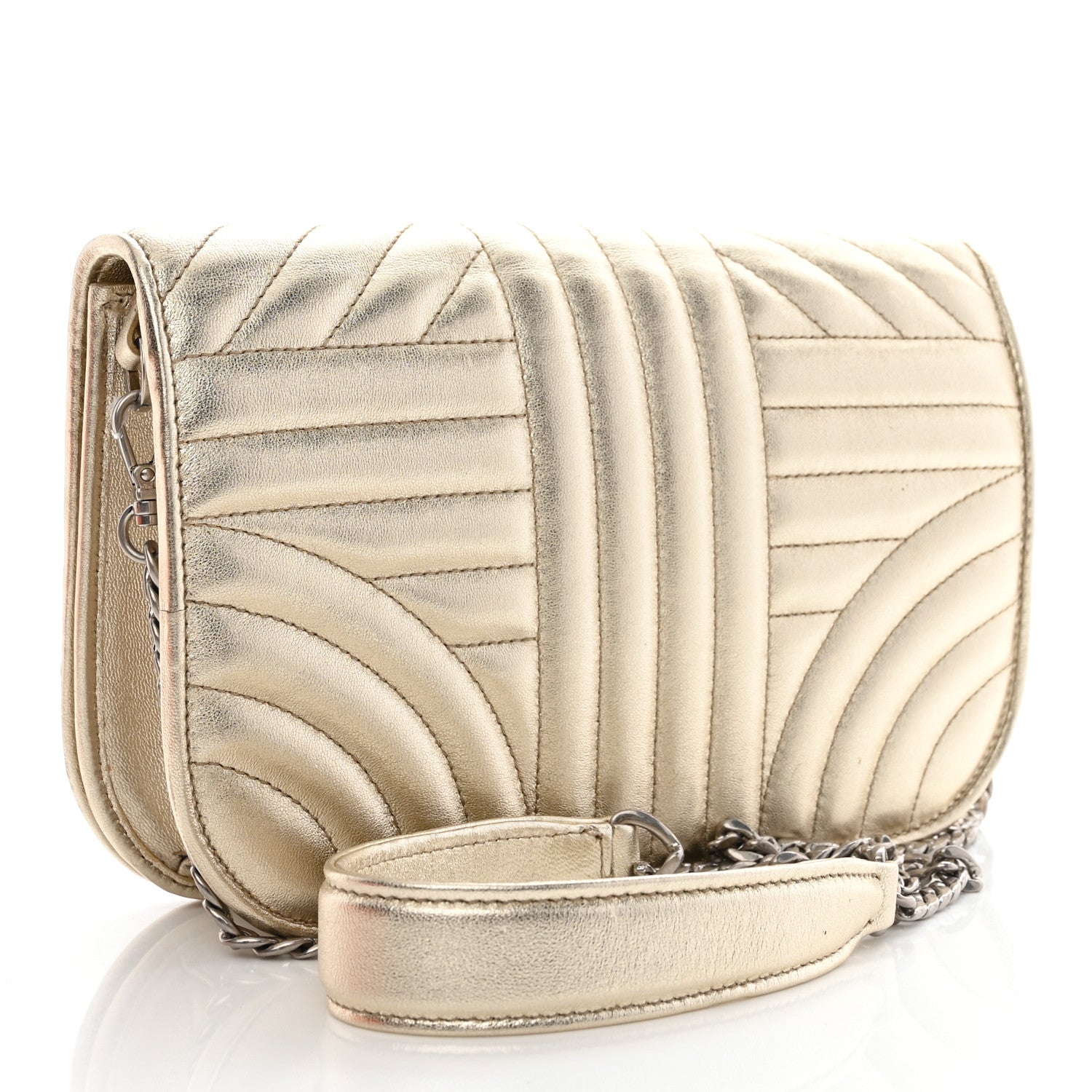 Prada Metallic Nappa Impunture Small Diagramme Crossbody Bag Gold 4 of 10