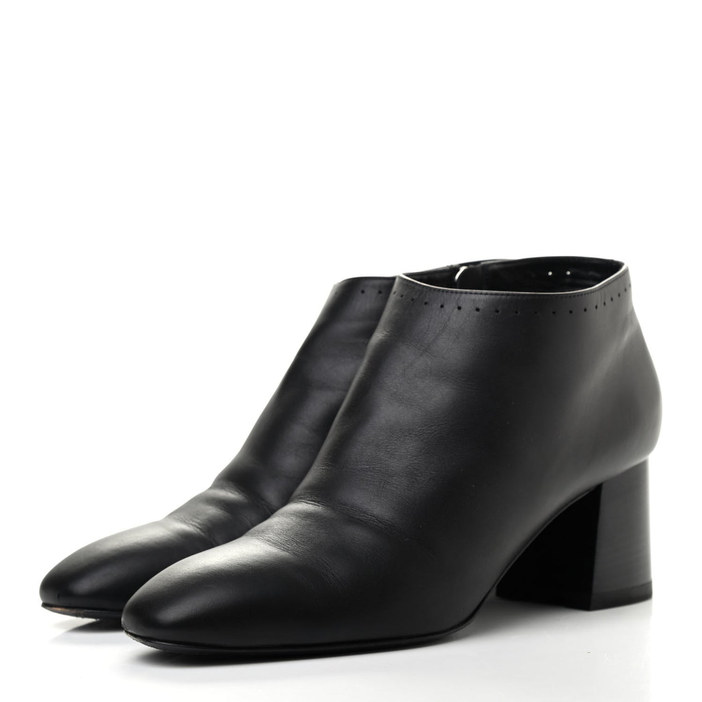Calfskin Perforated Womens Booties 40 Black