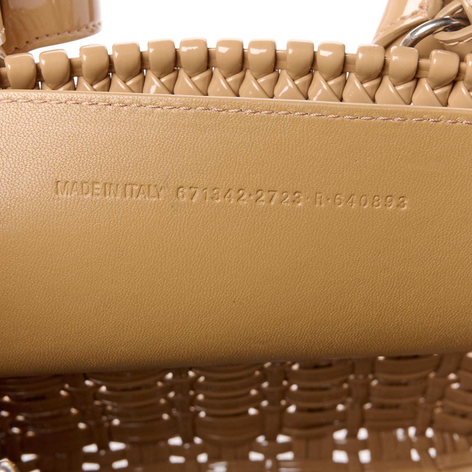 Balenciaga Varnished Faux Calfskin Braided XS Bistro Basket Beige 8 of 11