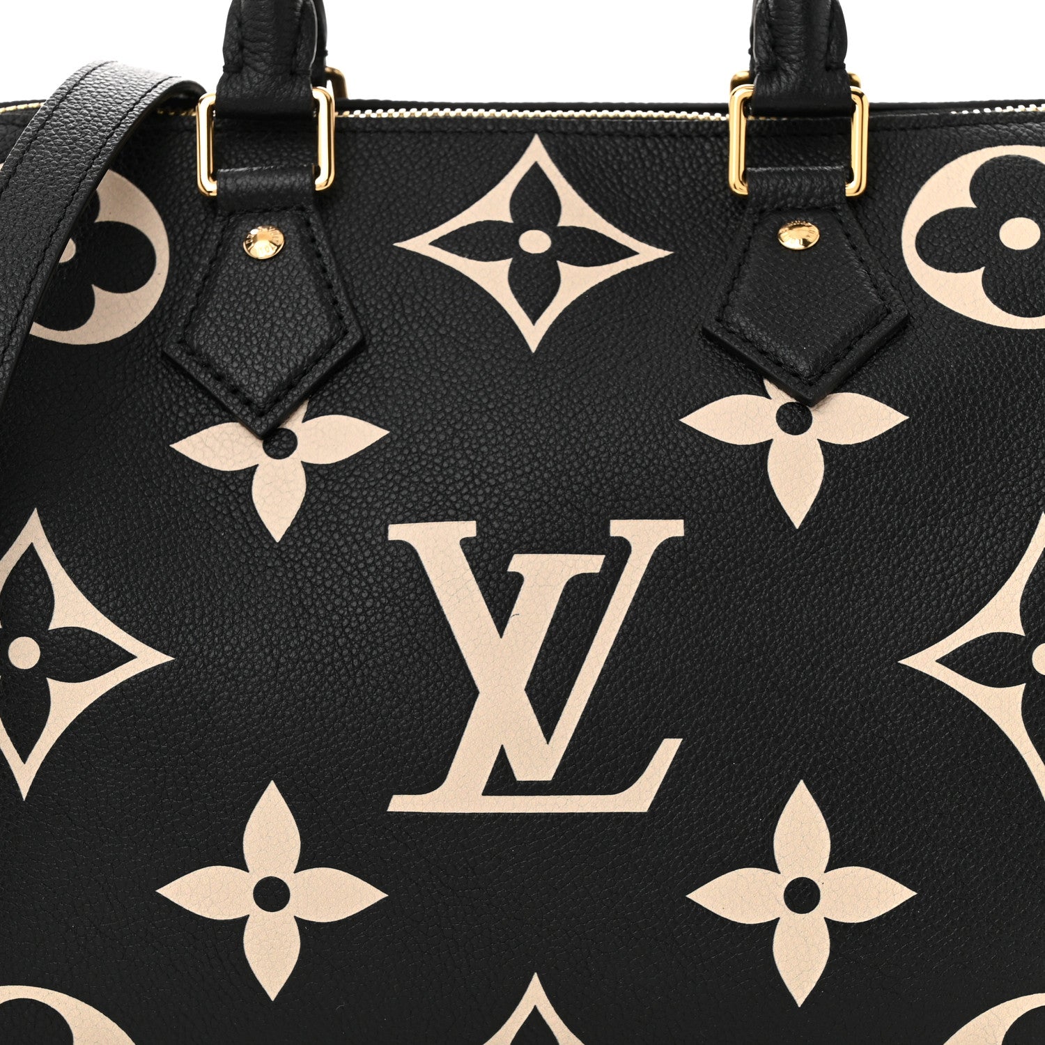 Louis Vuitton Empreinte Monogram Giant Speedy Bandouliere 25 Black Beige 7 of 9