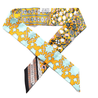 Hermes Silk Tapis Persans Twilly Jaune Aqua Rose Poudre 1 of 3
