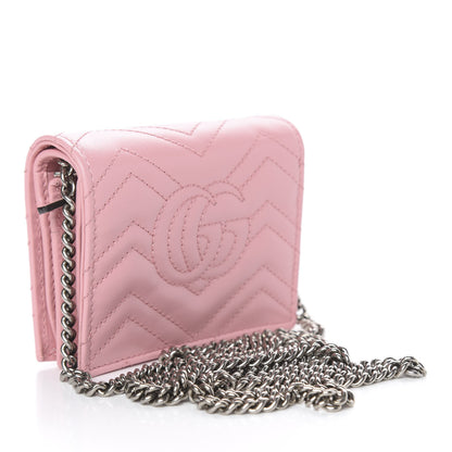 Gucci Calfskin Matelasse GG Marmont Mini Wallet On Chain Wild Rose 3 of 10