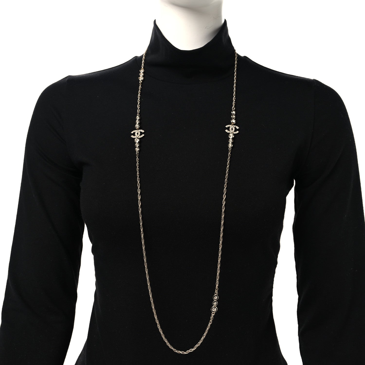 Chanel Crystal CC Twist Long Necklace Gold 2 of 4