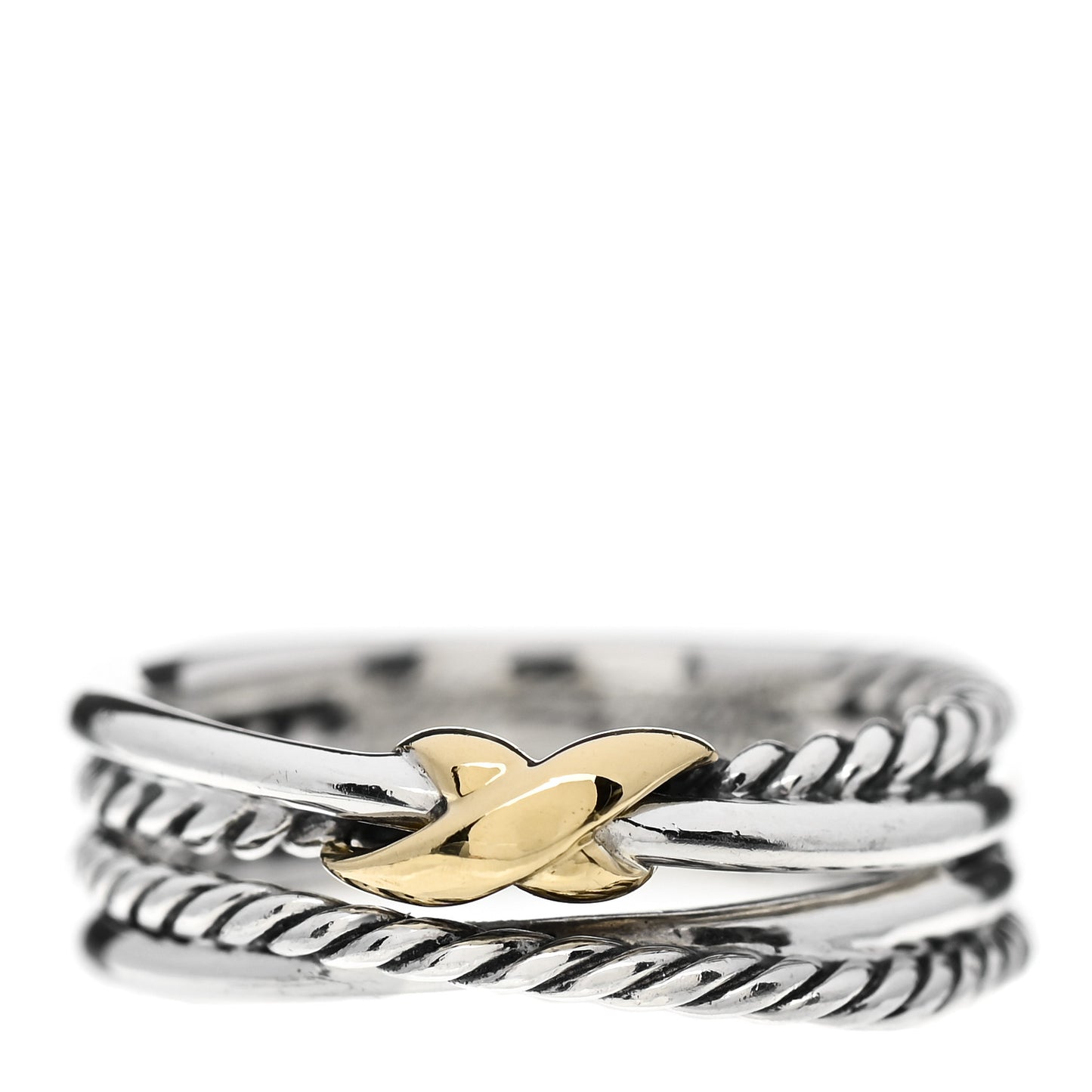 Sterling Silver 18K Yellow Gold 6mm X Crossover Ring 54 7