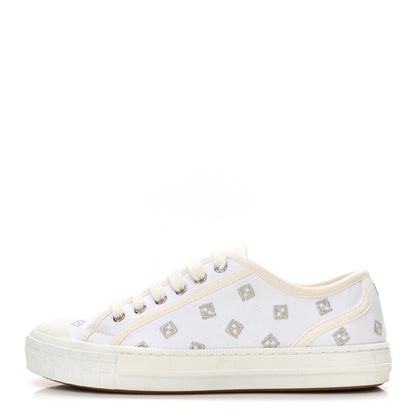 Fendi Canvas Lurex FF Womens Domino Low Top Sneakers 36 White 1 of 10