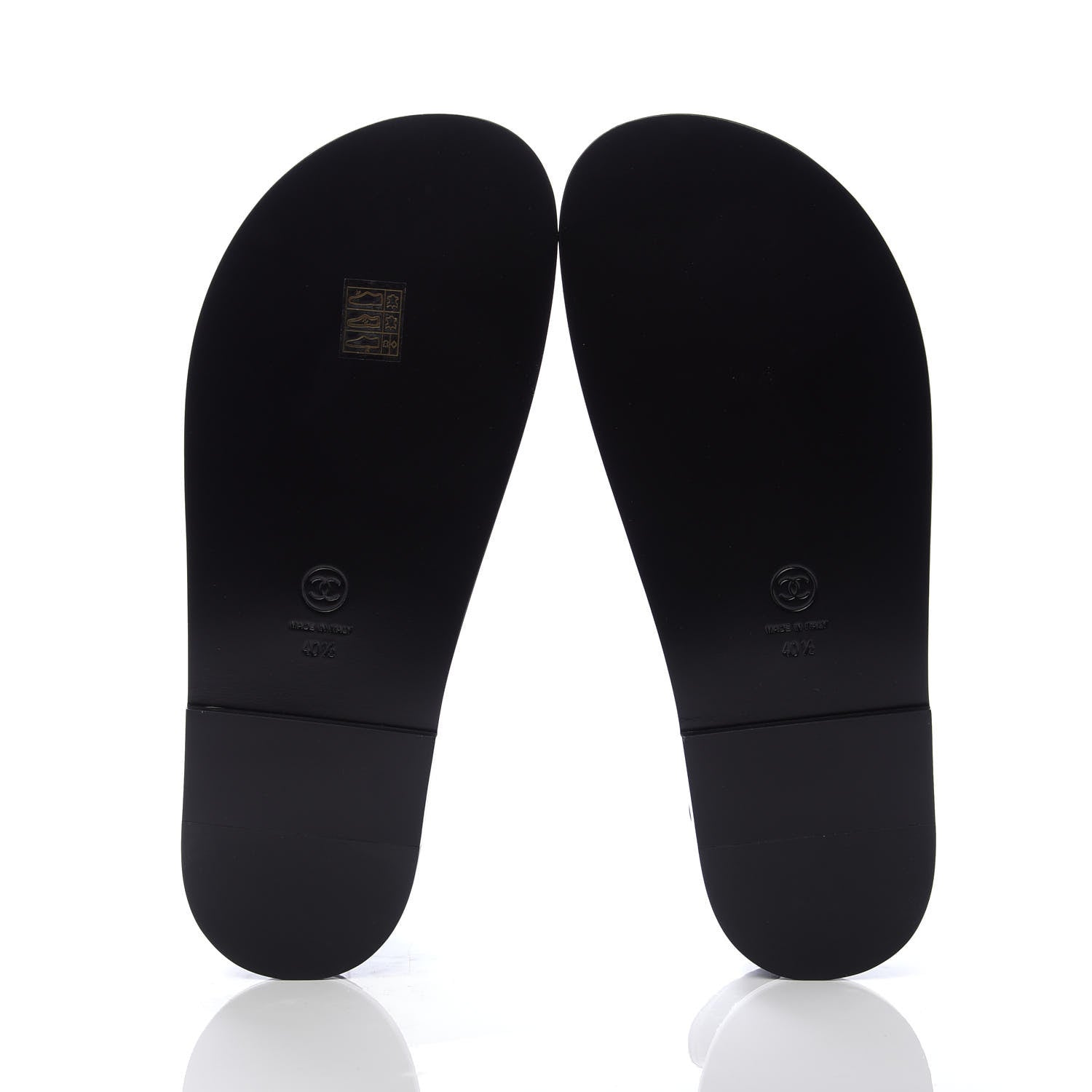 Chanel Caviar CC Flat Sandals 40.5 Black 5 of 9