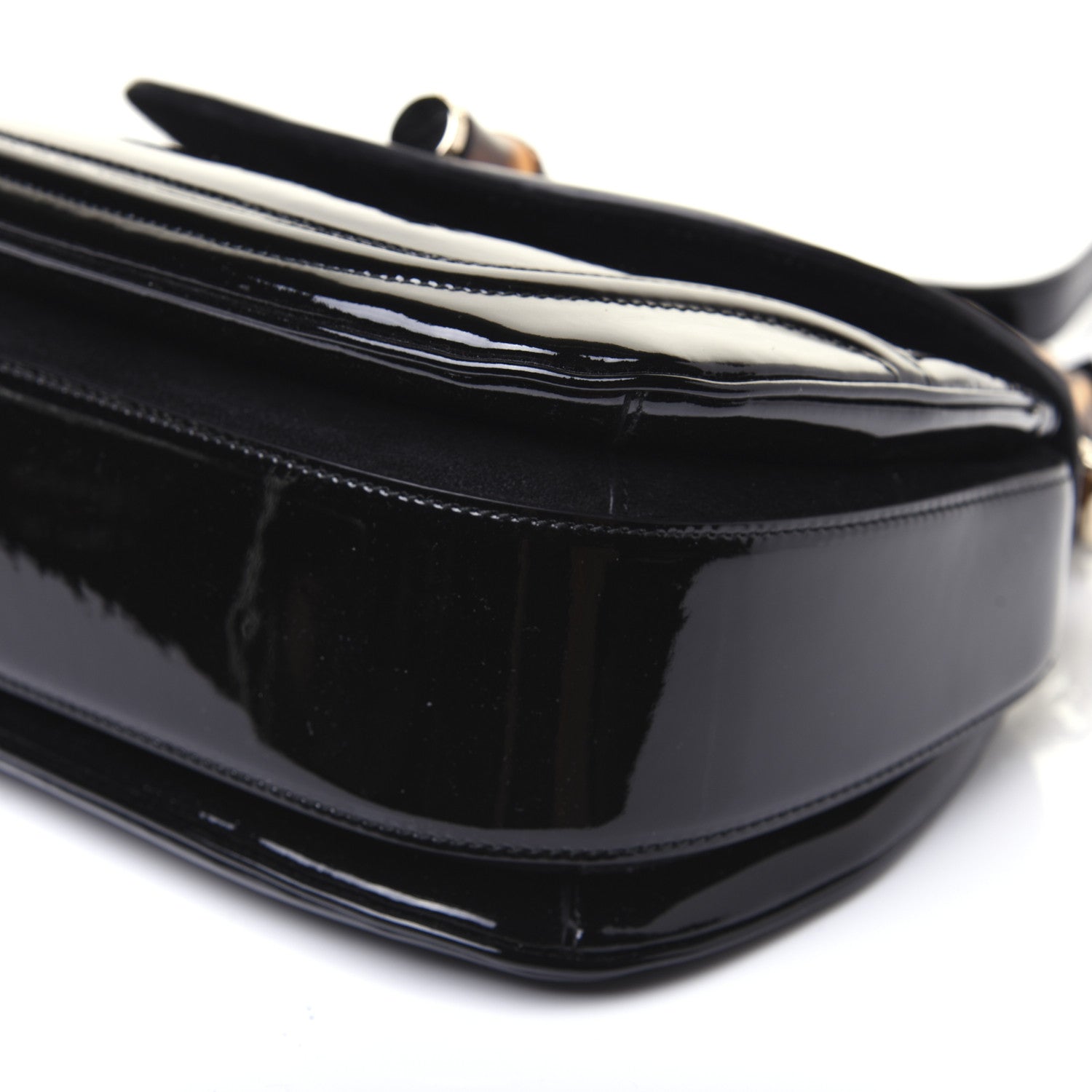 Gucci Patent Medium New Bamboo Top Handle Bag Black 7 of 15