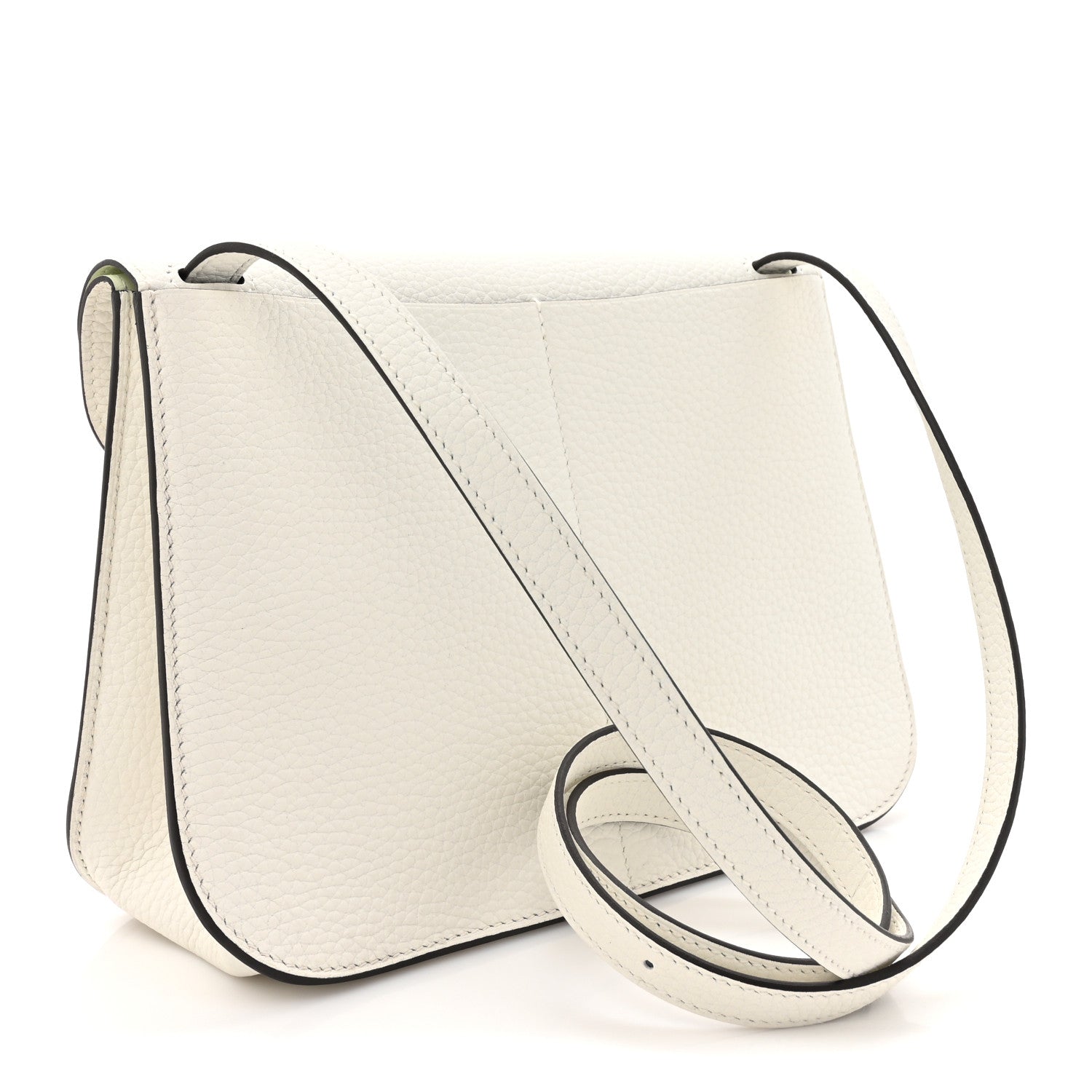 Hermes Taurillon Clemence Verso Halzan 25 White Vert Fizz 1635618