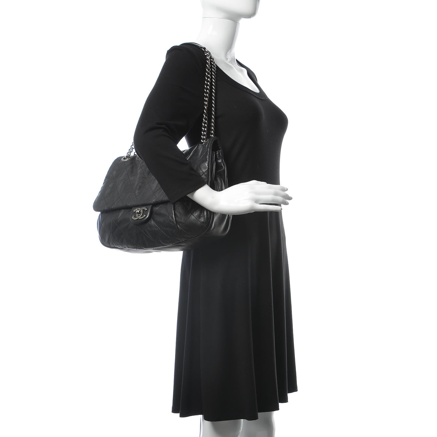 Chanel Calfskin Coco Pleats Flap Black 2 of 19