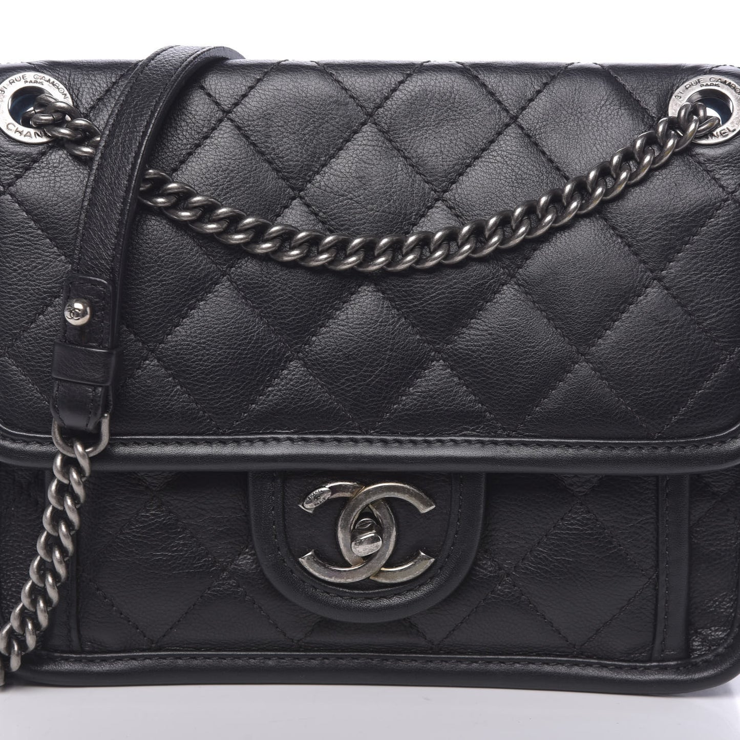 Calfskin Quilted Mini French Riviera Flap Black