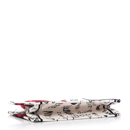 Christian Dior Canvas Embroidered Medium Dioramour Graffiti Book Tote Latte Multicolor 4 of 10