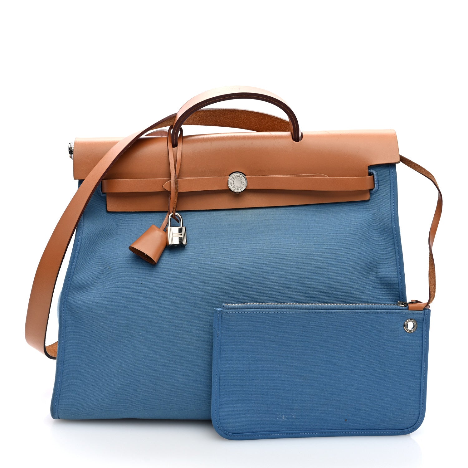 Hermes Toile Vache Hunter Herbag Zip 39 MM Bleu Izmir Natural 3 of 12