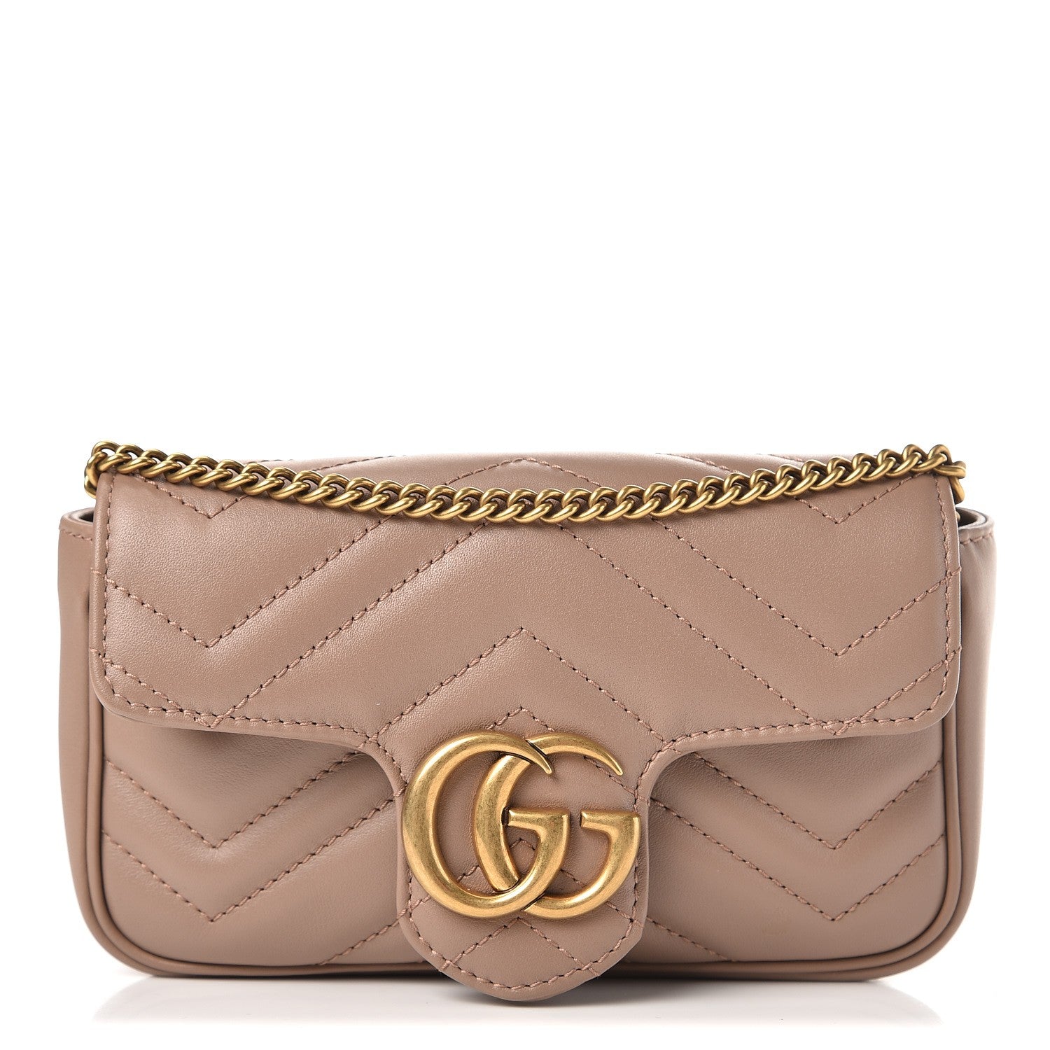 Gucci Calfskin Matelasse Super Mini GG Marmont Shoulder Bag Porcelain Rose 1 of 7