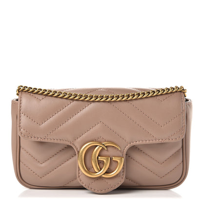 Gucci Calfskin Matelasse Super Mini GG Marmont Shoulder Bag Porcelain Rose 1 of 7