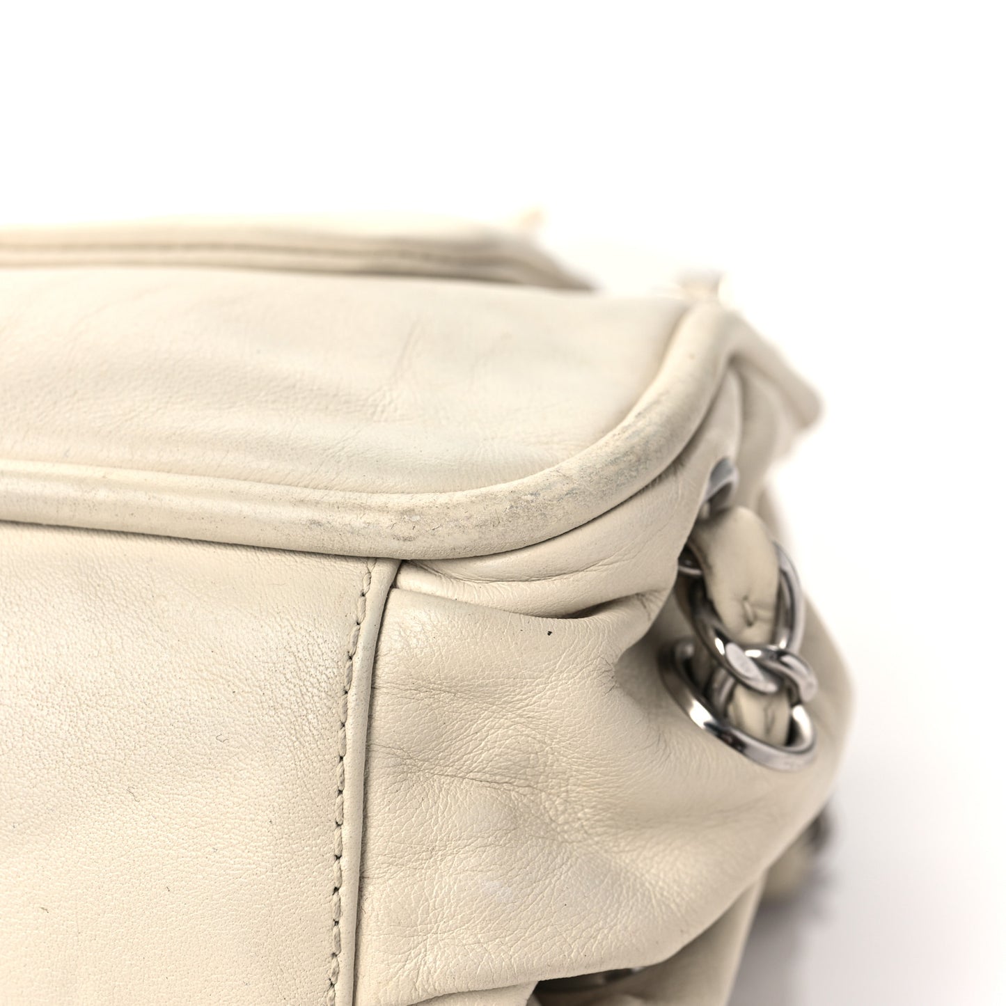 Calfskin Diagonal Ligne Flap White