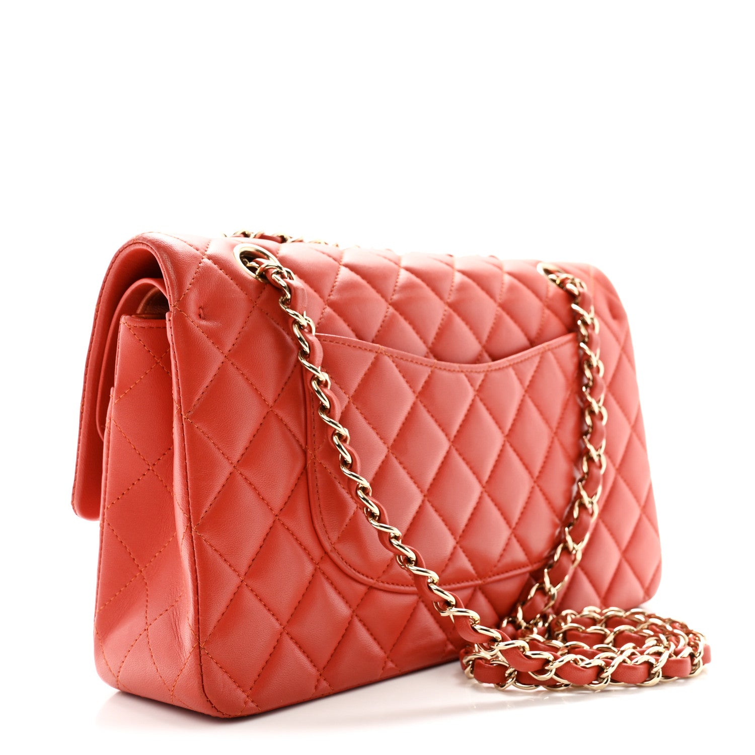 Chanel Lambskin Quilted Medium Double Flap Orange 3 of 11