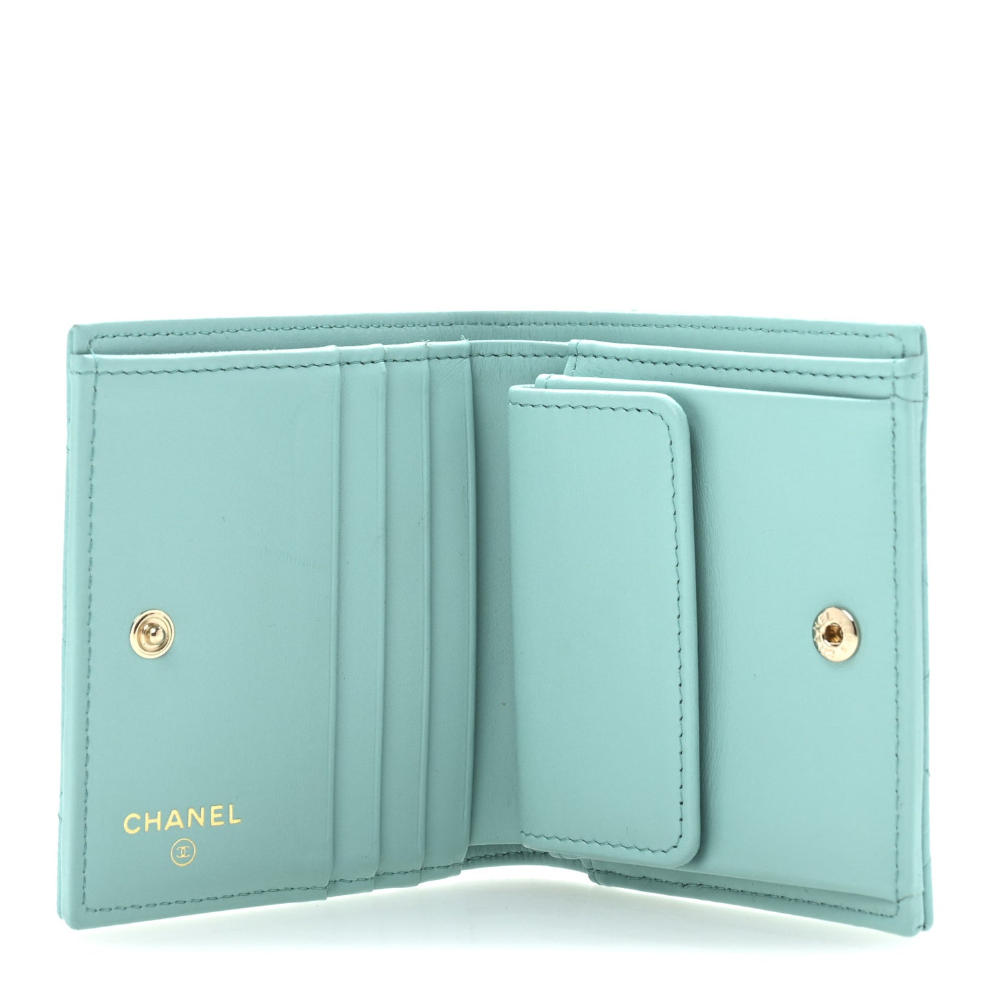 Caviar Quilted Compact Bifold Wallet Light Blue