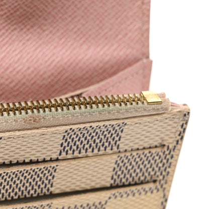 Louis Vuitton Damier Azur Emilie Wallet Rose Ballerine 7 of 9