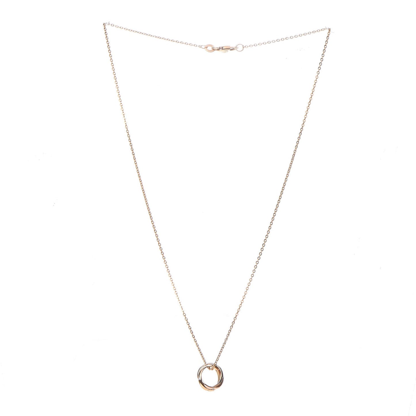 18K Pink Yellow White Gold 15 Diamond Trinity Pendant Necklace