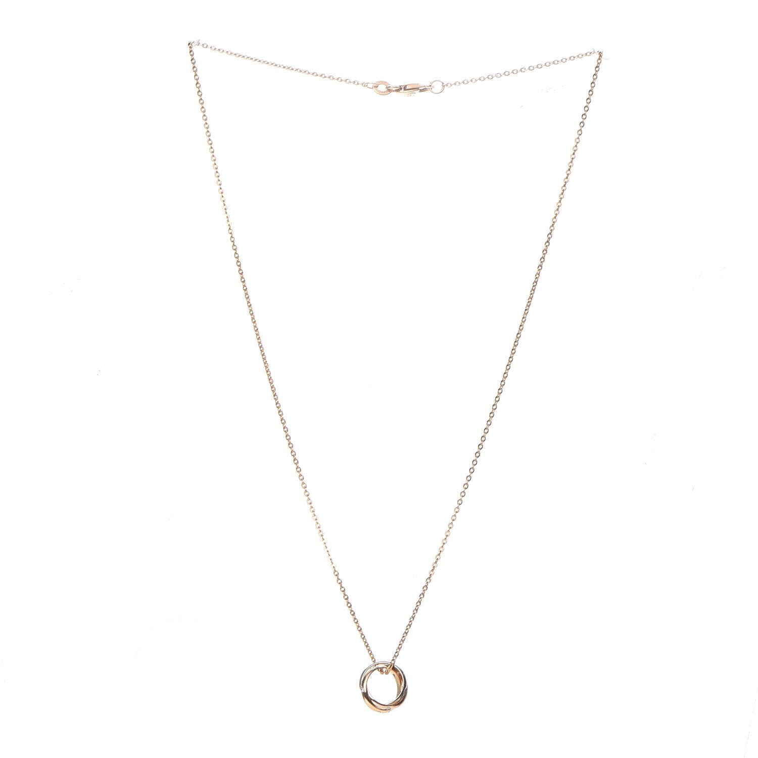 Cartier 18K Pink Yellow White Gold 15 Diamond Trinity Pendant Necklace 3 of 7