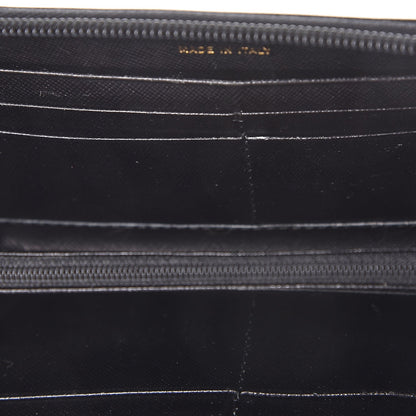 Prada Saffiano Zip Around Wallet Black 16 of 19