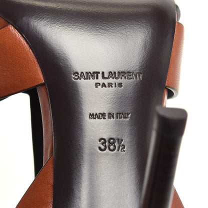 Saint Laurent Calfskin Tribute 105 Sandals 38.5 New Papaya 9 of 9