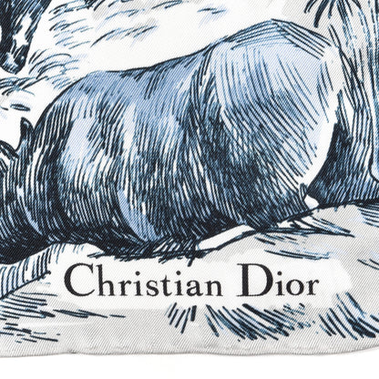 Christian Dior Silk Around The World Scarf 90 Grey 2 of 3