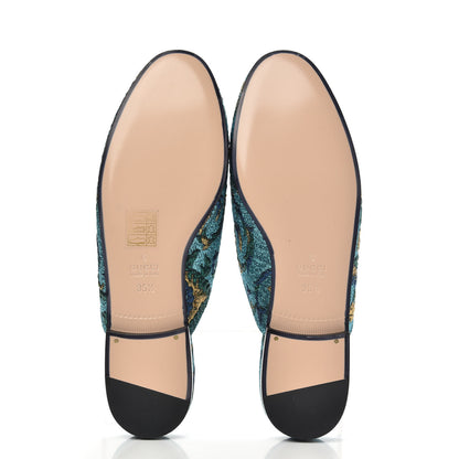 Gucci Iridescent Brocade Womens Princetown Slippers 35.5 Azure Multicolor Oro 5 of 9