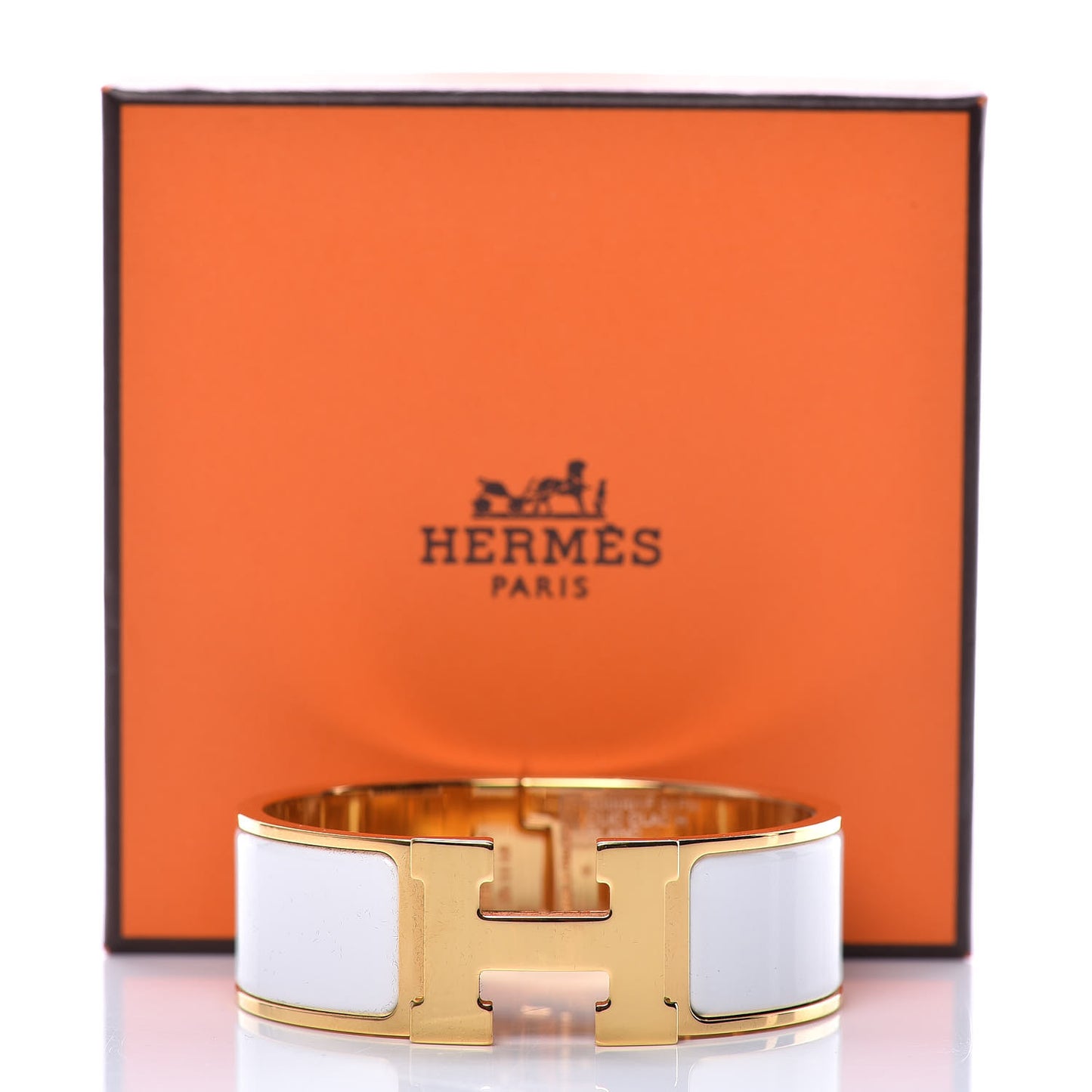 Enamel Wide Clic Clac H Bracelet PM White