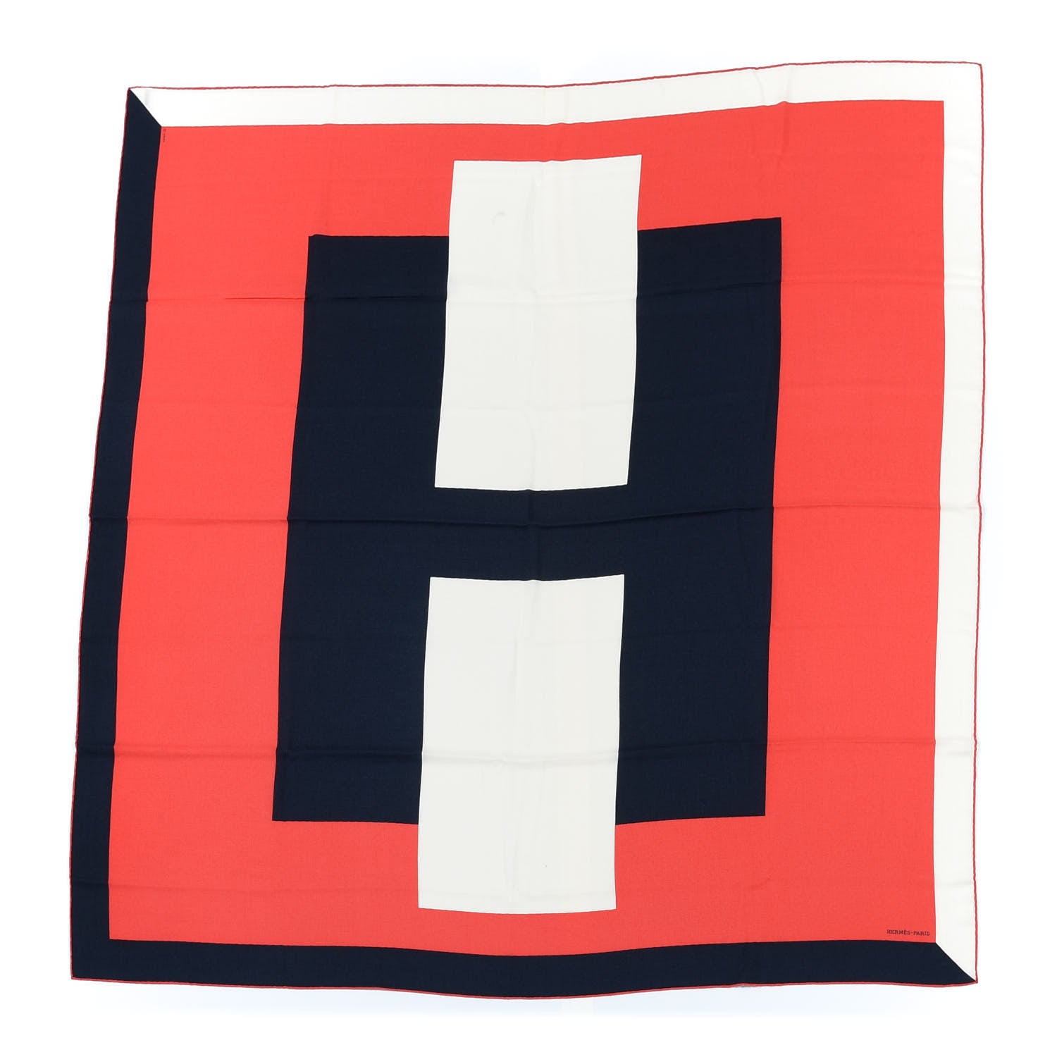 Hermes Cashmere Silk Encadre H Passant Giant Scarf 140 Framboise Marine White 1 of 5