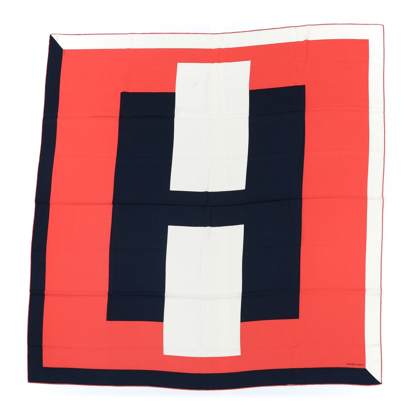 Cashmere Silk Encadre H Passant Giant Scarf 140 Framboise Marine White