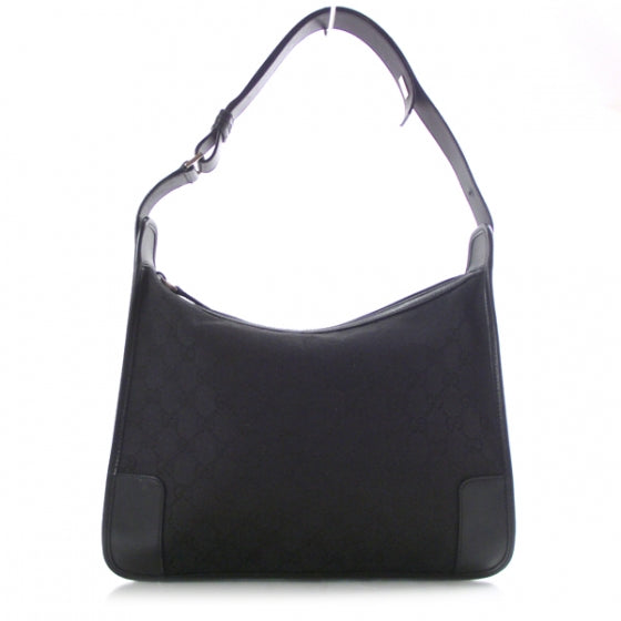 Gucci Canvas Monogram Shoulder Bag Black 1 of 10