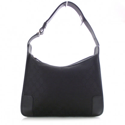 Gucci Canvas Monogram Shoulder Bag Black 1 of 10