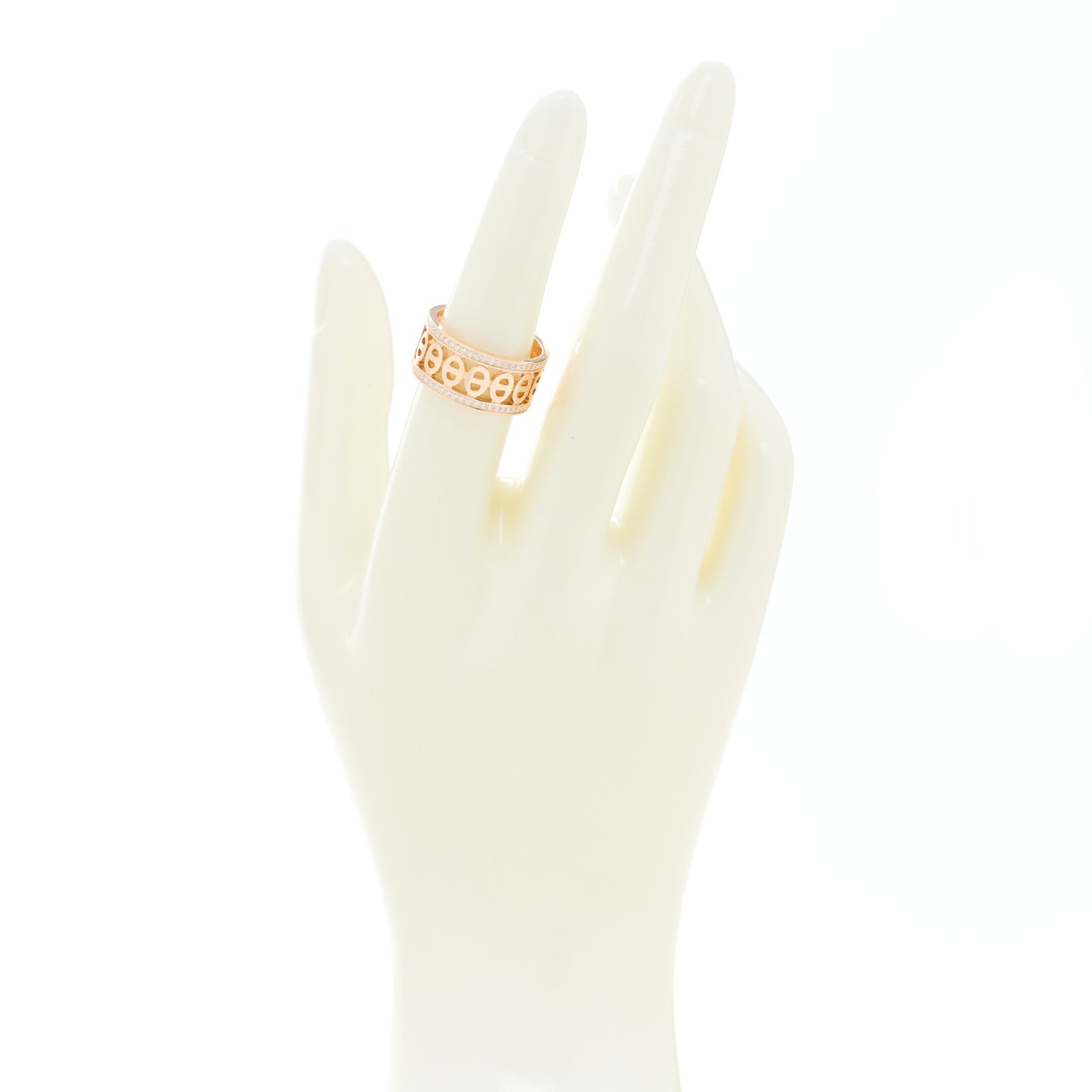 18K Rose Gold Diamond PM Chaine d'Ancre Divine Ring 53 6.5